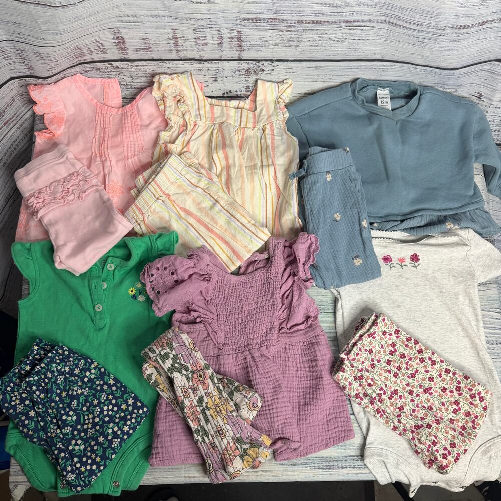 Baby Girl 12M Clothing Lot 6 Outfits 12 Pieces Carter’s Jessica Simpson